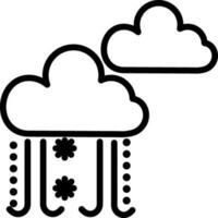 Black line art clouds, wind and snowflakes. vector