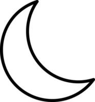Black line art illustration of a crescent moon. vector