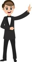 Character of a boy dressed up like a groom. vector