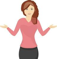 Character of woman with open arms. vector