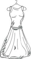 Black and white illustration of stylish dress. vector