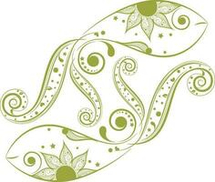 Horoscope sign for pisces in floral design. vector