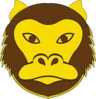 Monkey face icon in chinese zodiac sign with color and stroke. vector