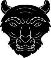 Tiger face icon for horoscope in black. vector