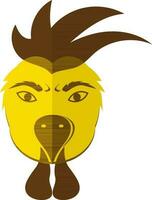 Half shadow of rooster cartoon face icon in chinese zodiac. vector