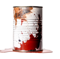 Messy red paint pail Generative Ai png