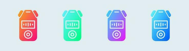 Audio recorder solid icon in gradient colors. Sound signs vector illustration.