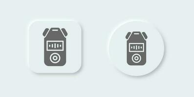 Audio recorder solid icon in neomorphic design style. Sound signs vector illustration.