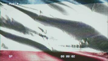 vhs vidéo casette record Crimée drapeau agitant sur le vent. pépin bruit avec temps compteur enregistrement de Crimée bannière balancement sur le brise. sans couture boucle. video