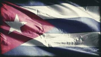 Retro aged Cuba flag waving on the wind. Old vintage Cuban banner swaying on the breeze. Seamless loop. video