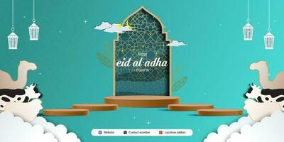 eid adha Mubarak saludo islámico ilustración antecedentes vector diseño