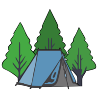 Camping tent in nature clipart flat design on transparent background, camping isolated clipping path element png