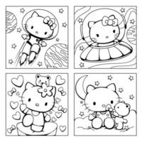 A Story of Cute Cat Character Coloring Book vector