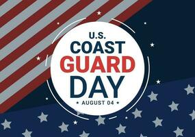 United States Coast Guard Day Vector Illustration on August 4 with American Flag and Ship Background in Flat Cartoon Hand Drawn Templates