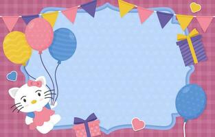 Cute Kitten Birthday Background Concept vector