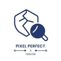 Vulnerability scanning black solid desktop icon. Cyber security threat identification. Pixel perfect 128x128, outline 4px. Silhouette symbol on white space. Glyph pictogram. Isolated vector image