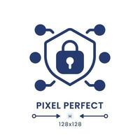 Network security black solid desktop icon. Personal data safety. System protection. Pixel perfect 128x128, outline 4px. Silhouette symbol on white space. Glyph pictogram. Isolated vector image