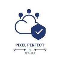 Cloud security black solid desktop icon. Data privacy protection. Access control. Pixel perfect 128x128, outline 4px. Silhouette symbol on white space. Glyph pictogram. Isolated vector image