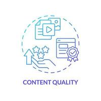 Content quality blue gradient concept icon. Valuable information. Seo optimization. Schedule post. Target audience. Social media plan abstract idea thin line illustration. Isolated outline drawing vector