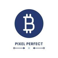 Bitcoin black solid desktop icon. Virtual money. Financial technology. Mining software. Pixel perfect 128x128, outline 4px. Silhouette symbol on white space. Glyph pictogram. Isolated vector image