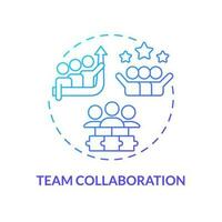 Team collaboration blue gradient concept icon. Improve communication. Employee interaction. Working together. Team spirit abstract idea thin line illustration. Isolated outline drawing vector