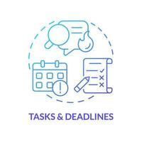 Tasks and deadlines blue gradient concept icon. Project management. Social media content. Schedule plan. Progress tracking abstract idea thin line illustration. Isolated outline drawing vector