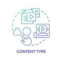 Content type blue gradient concept icon. Blog post. Marketing campaign. Target audience. Social media. Internet communication abstract idea thin line illustration. Isolated outline drawing vector