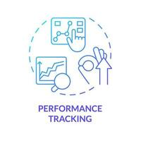 Performance tracking blue gradient concept icon. Measure success. Business analytics. Marketing strategy. Productivity measurement abstract idea thin line illustration. Isolated outline drawing vector