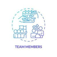 Team members blue gradient concept icon. Working together. Teamwork cooperation. Enterprise solution. Team collaboration abstract idea thin line illustration. Isolated outline drawing vector