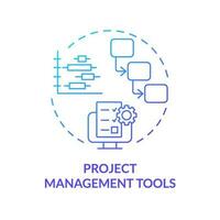 Project management tools blue gradient concept icon. Team collaboration. Improve communication. Deadline schedule. Task planning abstract idea thin line illustration. Isolated outline drawing vector