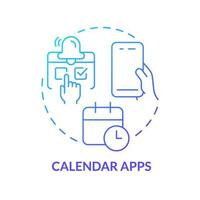 Calendar apps blue gradient concept icon. Time management. Team work. Content calendar. Increase productivity. Task manager abstract idea thin line illustration. Isolated outline drawing vector