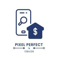 Real Estate app black solid desktop icon. Homes for sale. Apartments for rent. Pixel perfect 128x128, outline 4px. Silhouette symbol on white space. Glyph pictogram. Isolated vector image