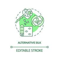 Alternative silk green concept icon. Non violent production. Biodegradable fabric idea thin line illustration. Isolated outline drawing. Editable stroke vector