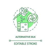 Alternative silk green concept icon. Non violent production. Biodegradable fabric idea thin line illustration. Isolated outline drawing. Editable stroke vector