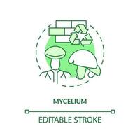 Mycelium green concept icon. Organic material. Sustainable architecture. Mushroom building idea thin line illustration. Isolated outline drawing. Editable stroke vector