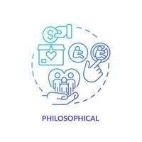 Philosophical blue gradient concept icon. Ethical dilemma. Life purpose. Child free. Abortion right. Reproductive choice abstract idea thin line illustration. Isolated outline drawing vector