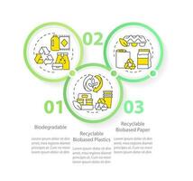 Bio based materials circle infographic template. Recyclable products. Data visualization with 3 steps. Editable timeline info chart. Workflow layout with line icons vector