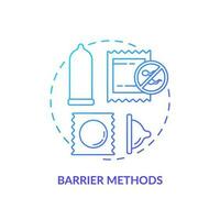 Barrier methods blue gradient concept icon. Preventive medicine. Contraceptive help. Family planning. Birth control. Healthy woman abstract idea thin line illustration. Isolated outline drawing vector