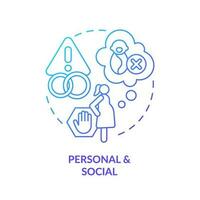 Personal and social blue gradient concept icon. Voluntary childlessness. Personal choice. Birth control. Pro choice. Child free abstract idea thin line illustration. Isolated outline drawing vector