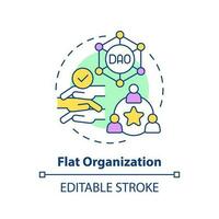 Flat organization concept icon. Management of network processes. DAO characteristic abstract idea thin line illustration. Isolated outline drawing. Editable stroke vector