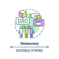 Democracy concept icon. Make decisions by voting. DAO characteristic abstract idea thin line illustration. Isolated outline drawing. Editable stroke vector