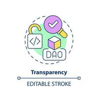 Transparency concept icon. Clarity in system operation. DAO characteristic abstract idea thin line illustration. Isolated outline drawing. Editable stroke vector