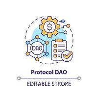 Protocol DAO concept icon. Decentralized autonomous organizations type abstract idea thin line illustration. Isolated outline drawing. Editable stroke vector