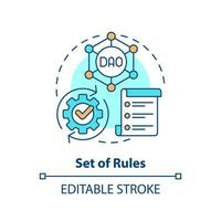 Set of rules concept icon. Structure organization process. DAO element abstract idea thin line illustration. Isolated outline drawing. Editable stroke vector