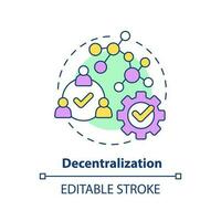 Decentralization concept icon. Engage outsource specialists. DAO characteristic abstract idea thin line illustration. Isolated outline drawing. Editable stroke vector