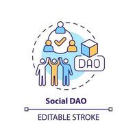 Social DAO concept icon. Community. Decentralized autonomous organizations type abstract idea thin line illustration. Isolated outline drawing. Editable stroke vector