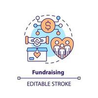 Fundraising concept icon. Get financial contribution. DAO usage purpose abstract idea thin line illustration. Isolated outline drawing. Editable stroke vector