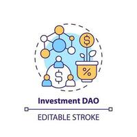 Investment DAO concept icon. Decentralized autonomous organizations type abstract idea thin line illustration. Isolated outline drawing. Editable stroke vector