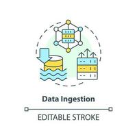 Data ingestion concept icon. Information transportation. Data lake key concept abstract idea thin line illustration. Isolated outline drawing. Editable stroke vector