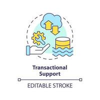 Transactional support concept icon. ACID transactions. Data lakehouse abstract idea thin line illustration. Isolated outline drawing. Editable stroke vector
